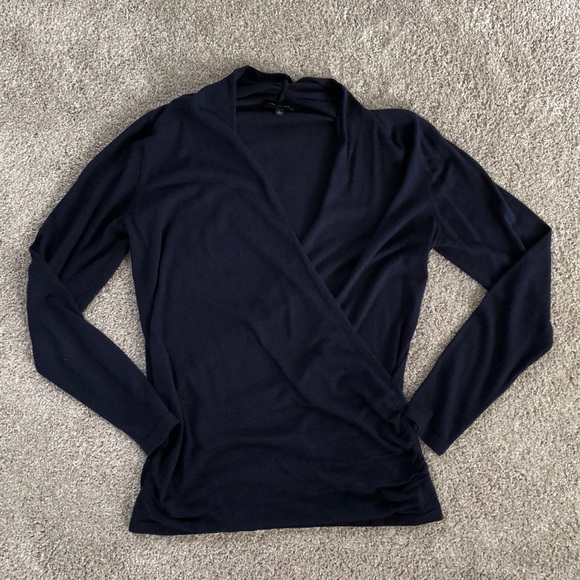navy wrap sweater